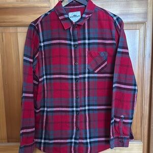 Flannel red grey back white gender neutral